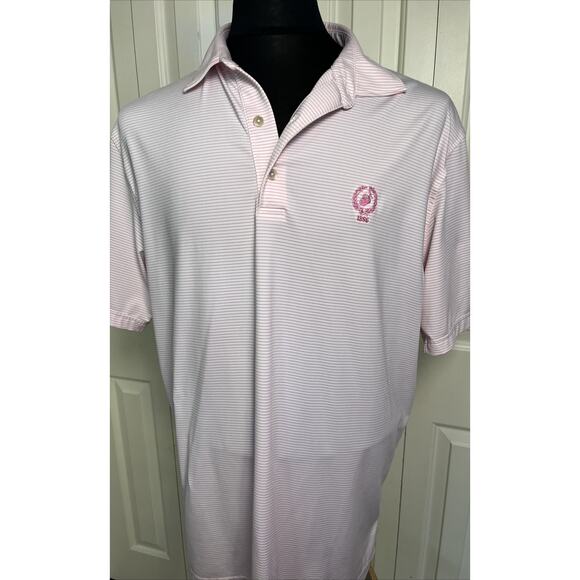 Peter Millar SUMMER‎ COMFORT Men’s Pink Striped Golf Polo Shirt LG - Picture 1 of 8